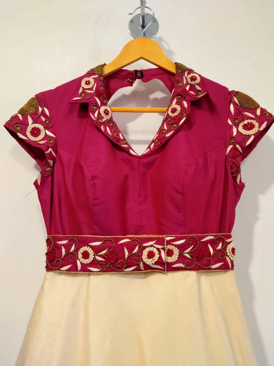 Collar neck gown design with hand embroidery - Tailoring Gown • Dress • Blouse