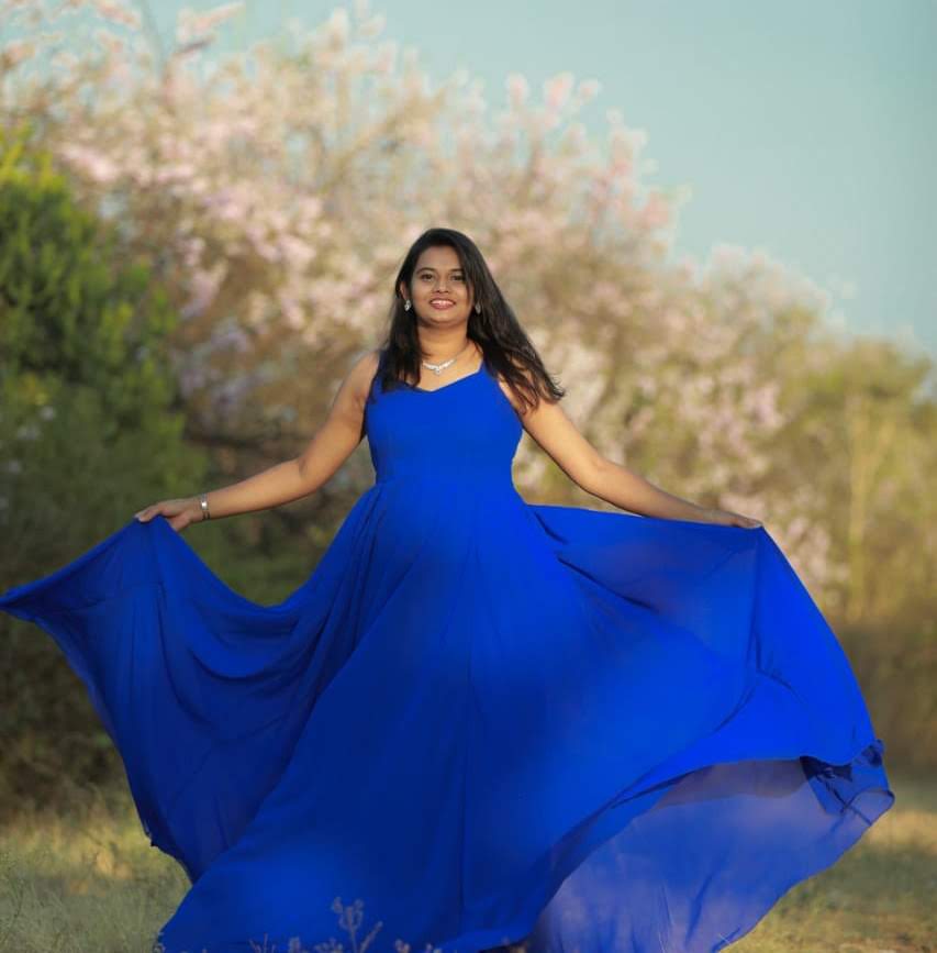 Blue Flare gown Cross cut sleeveless - Tailoring Gown • Dress