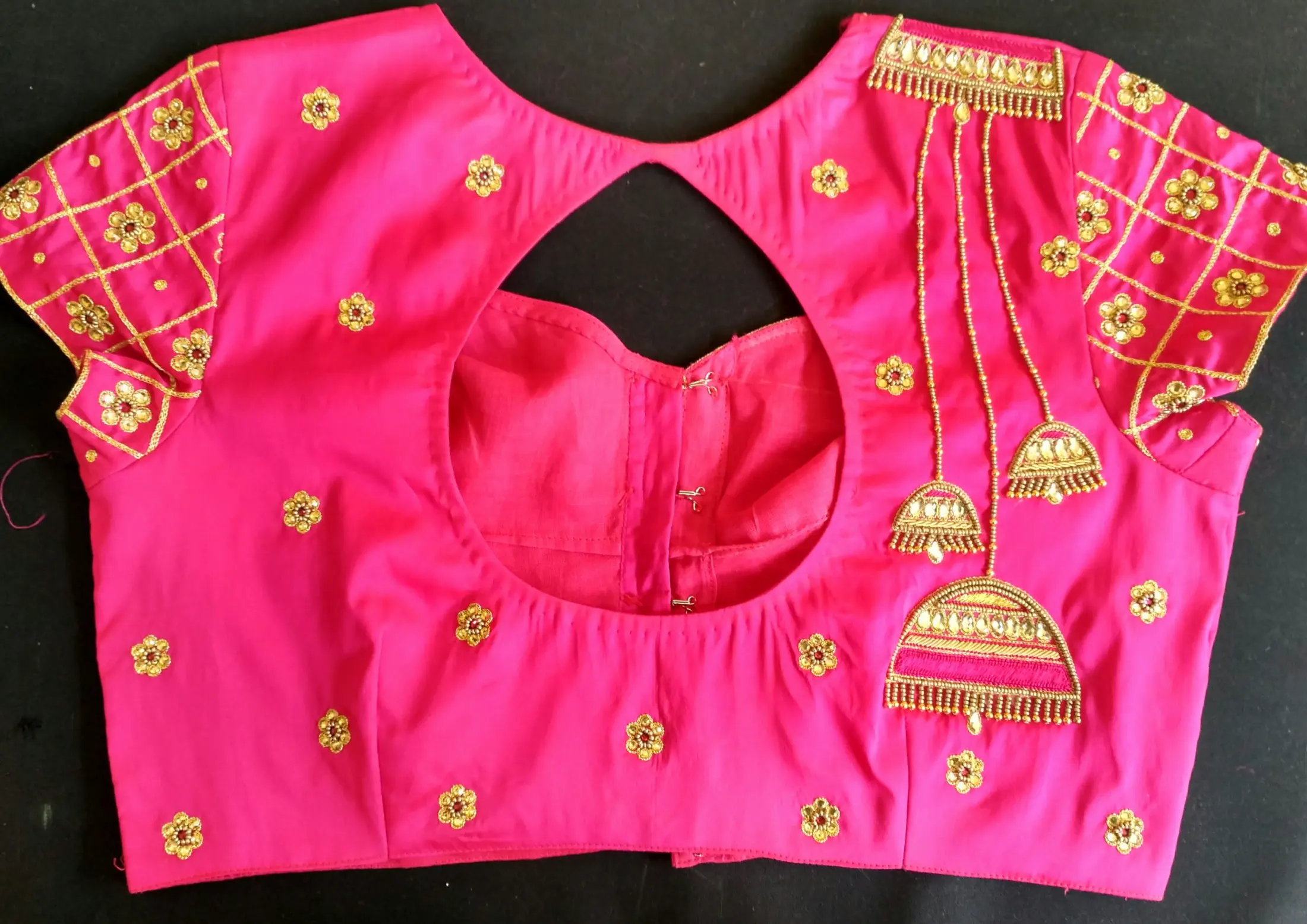 Pink Jhumka Design Pink Silk Blouse - Tailoring Blouse