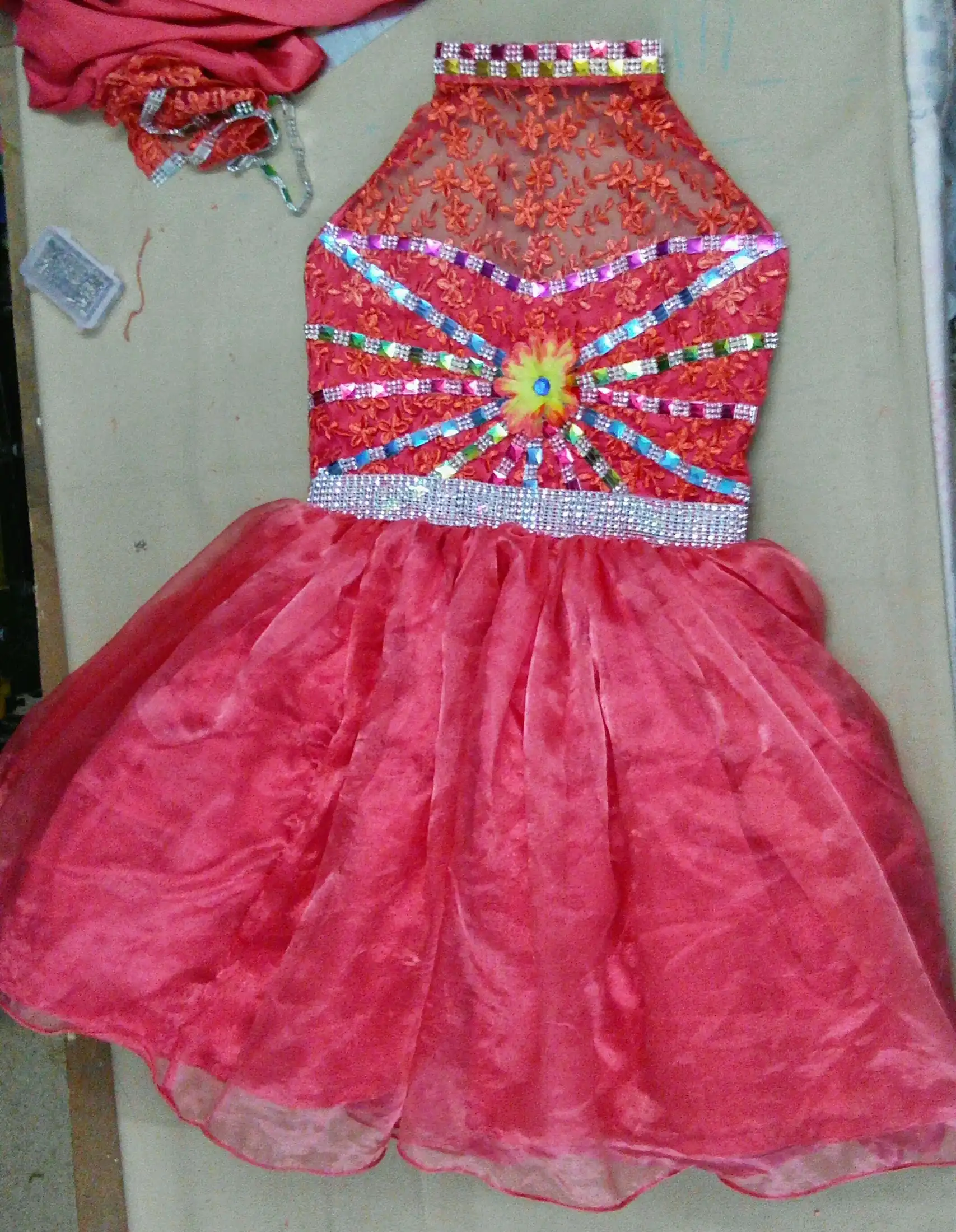 Kids Halter Neck Party Frock Net Flare pink - Tailoring Kids Wear