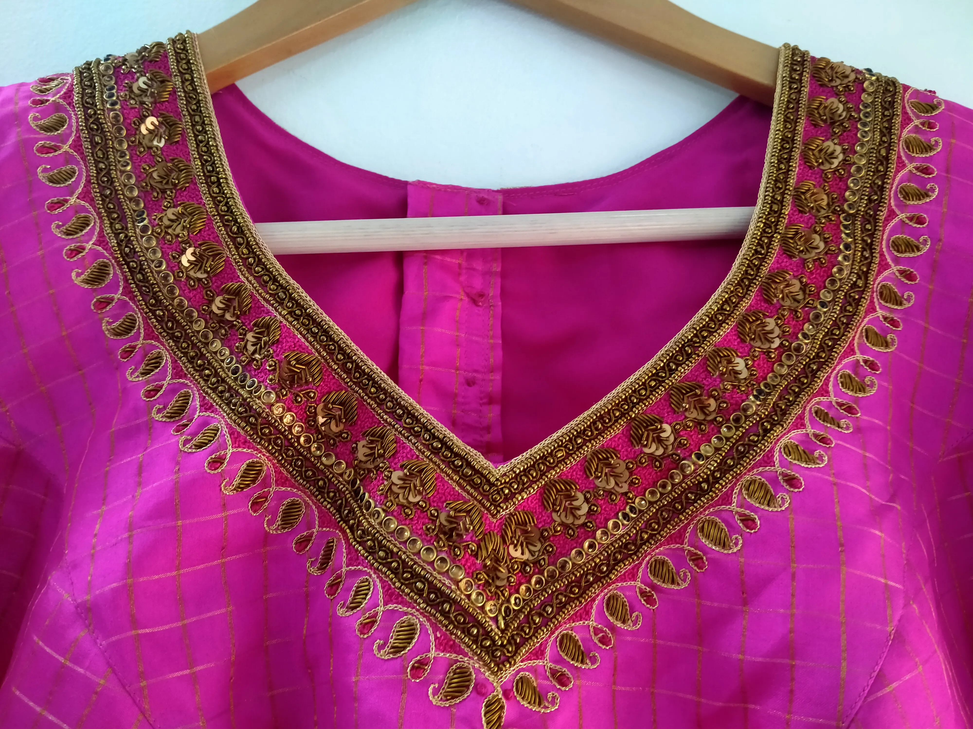 V neck embroidery design for blouse - Tailoring Blouse