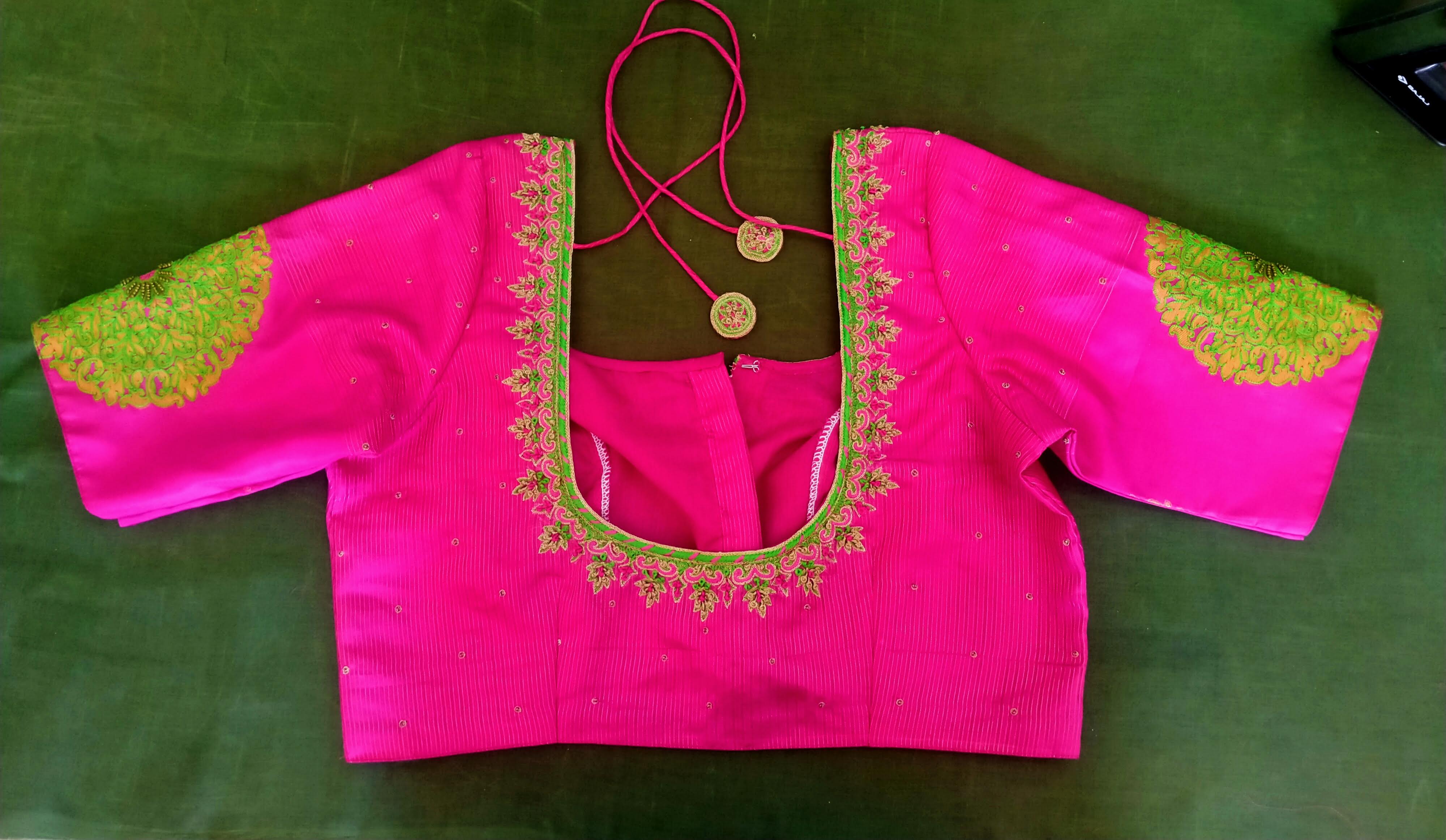 U neck knot aari work design blouse - Tailoring Blouse