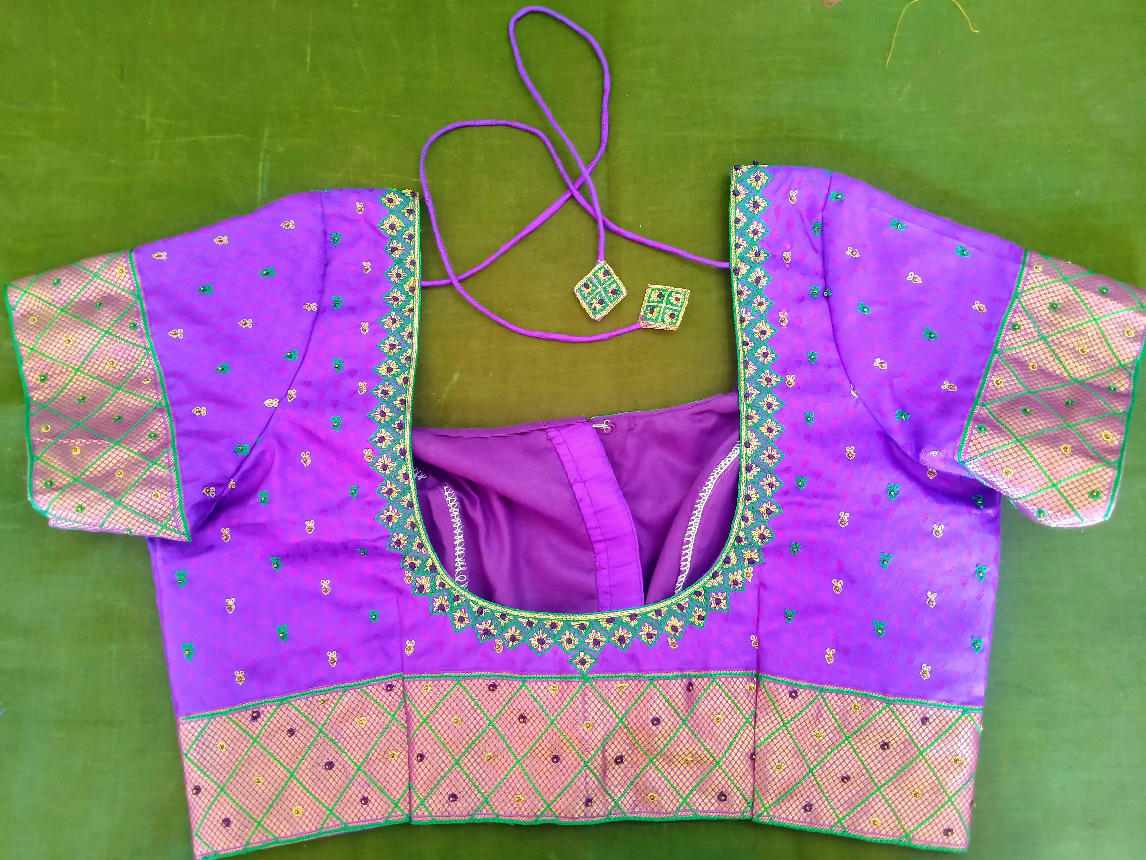 U neck aari work design blouse - Tailoring Blouse