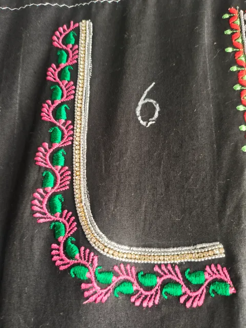 Mango leaf design thread work - Machine Embroidery Blouse