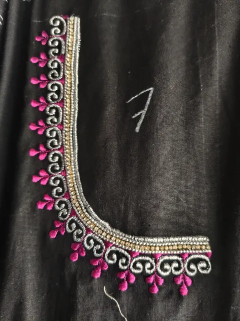 Leaf design thread work embroidery - Machine Embroidery Blouse