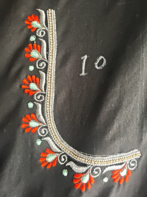 Flower leaf design thread work embroidery - Machine Embroidery Blouse