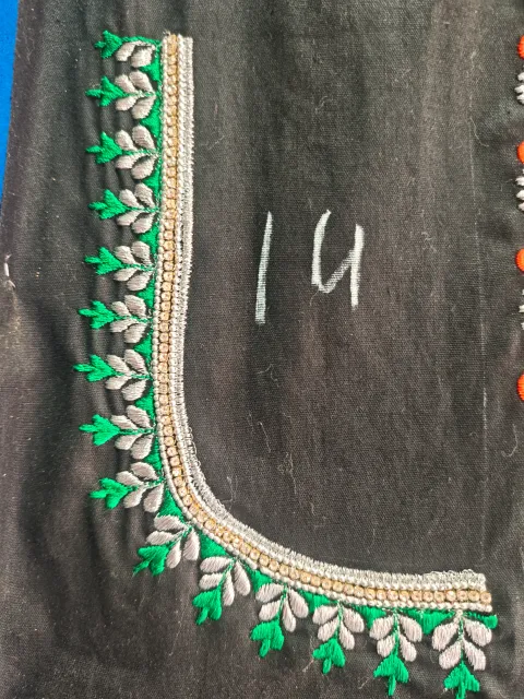 Leaf tree thread work blouse design - Machine Embroidery Blouse
