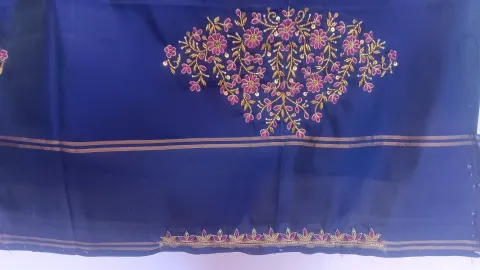 Flower design aari work - Hand Embroidery Blouse
